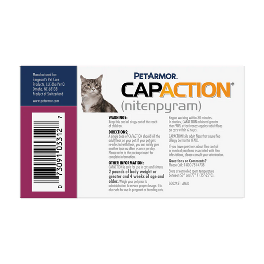 PetArmor CapAction (nitenpyram) Oral Flea Treatment for Cats