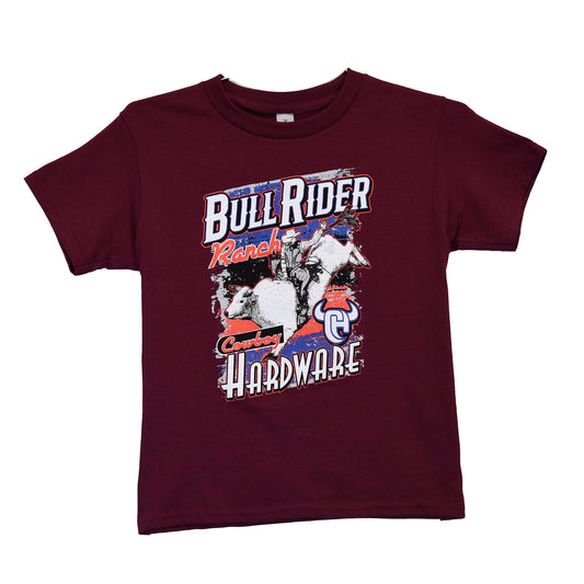 Cowboy Hardware Boy's Maroon Bull Rider Ranch Tee