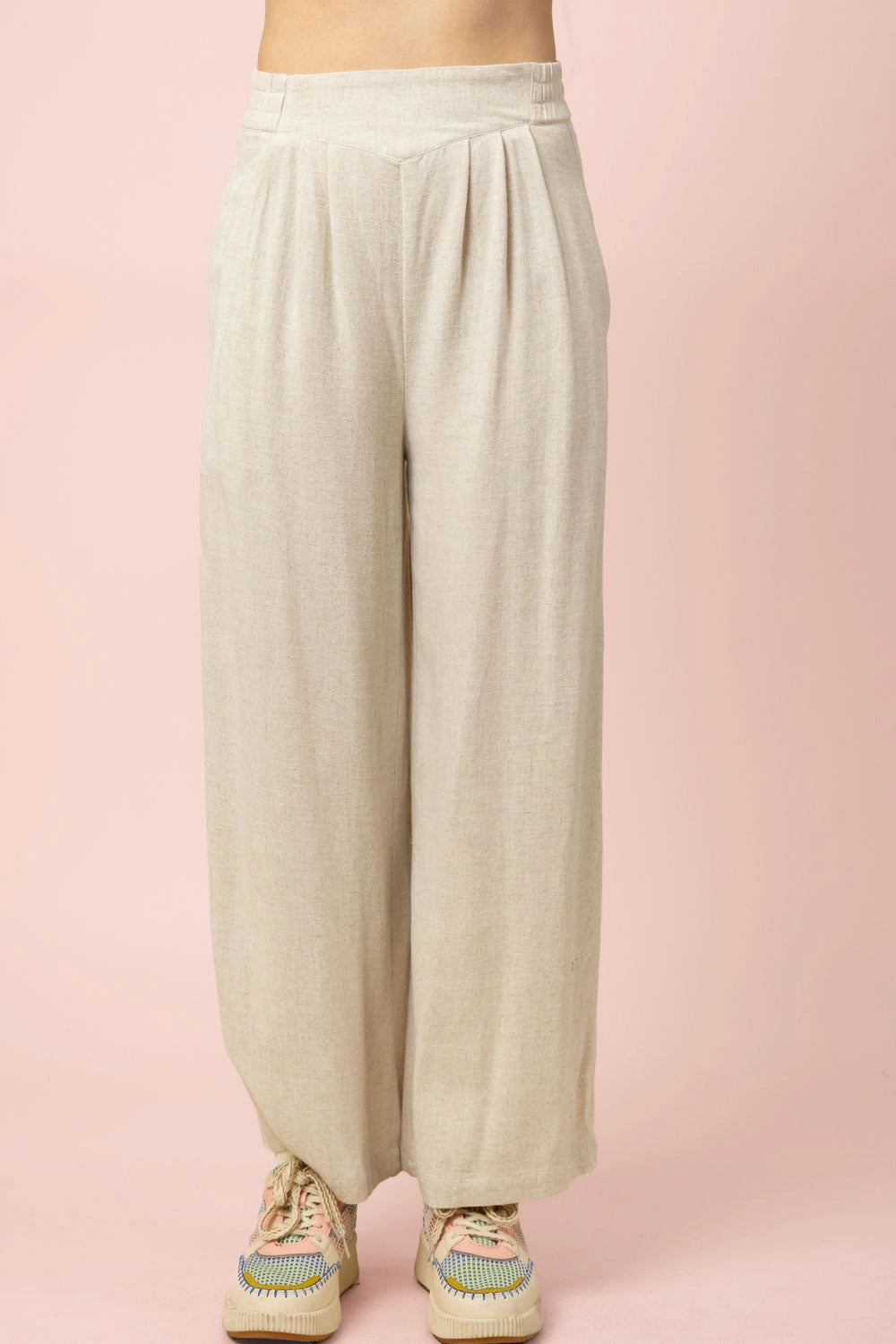 Woven Linen Sleeveless Top & Pants Set in Oatmeal