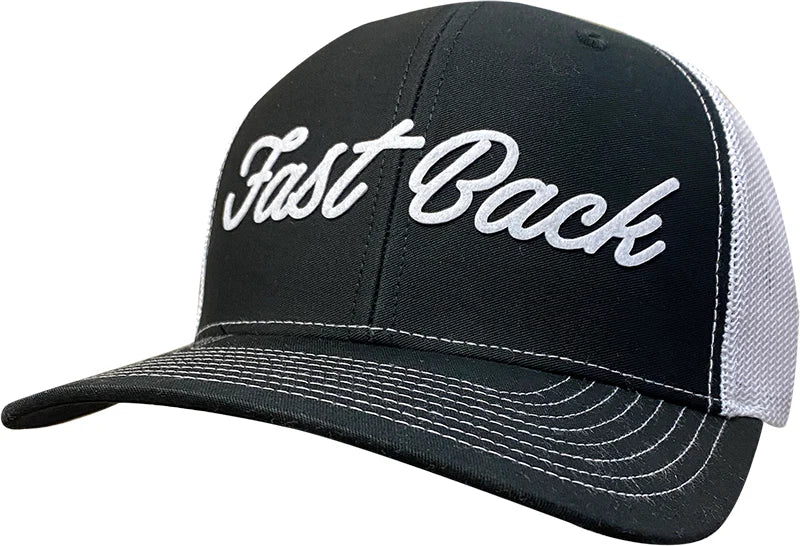 Black and White Scripted Fast Back Cap