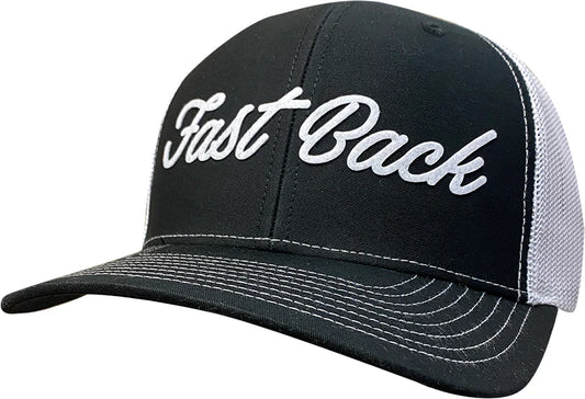 Black and White Scripted Fast Back Cap