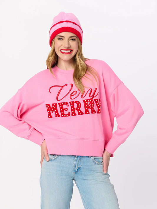 Shiraleah "Very Merry" Pearls Relaxed Sweatshirt