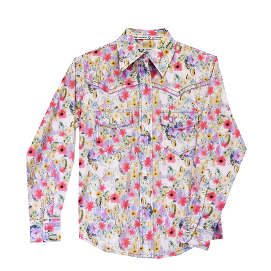 Cowboy Hardware Girl's Pink Floral Monet Shirt