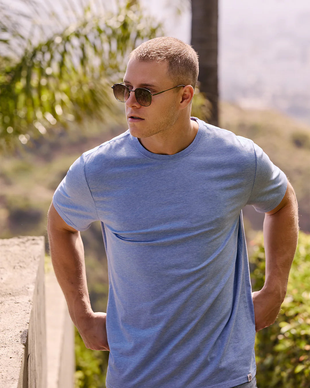 Flag & Anthem Essential Stretch Comfort Crewneck Tee in Light Blue Heather