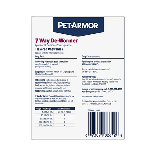 PetArmor® 7 Way De-Wormer for Medium and Large Dogs