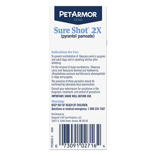 PetArmor Sure Shot 2X (pyrantel pamoate) Liquid Wormer for Dogs and Puppies