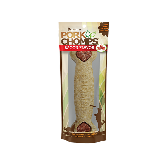 Pork Chomps 8" Bacon Flavor Crunchy Bone Dog Treat