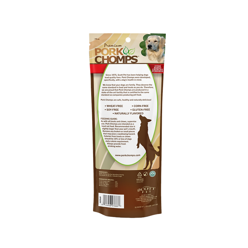 Pork Chomps 8" Bacon Flavor Crunchy Bone Dog Treat