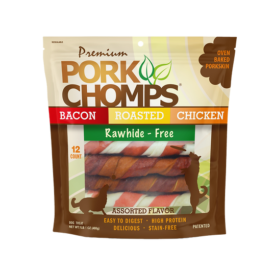 Premium Pork Chomps Assorted Flavor Twists