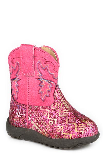 Roper Infant Fuchsia Glitter Aztec Cowbaby