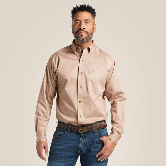 Ariat Khaki Solid Twill Classic Long Sleeve Shirt