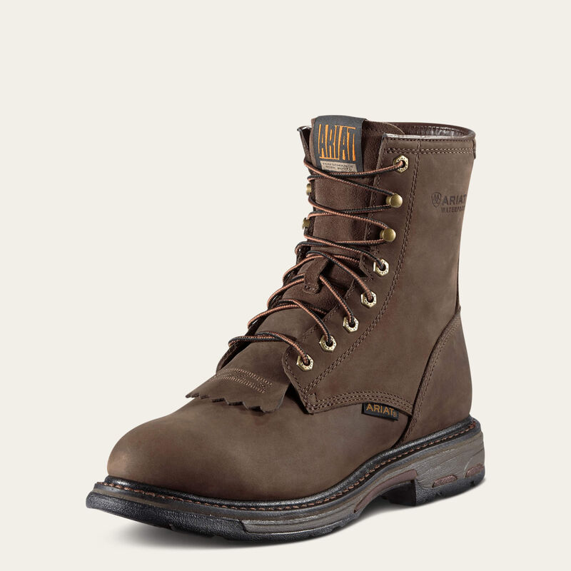 Ariat WorkHog 8" Waterproof Work Boot in Oily Distressed Brown