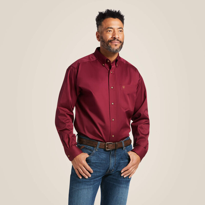 Ariat Men's Burgandy Solid Twill Classic Shirt