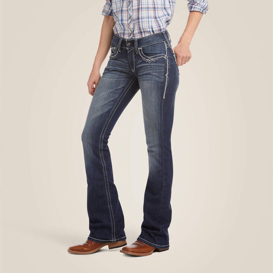 Ariat R.E.A.L. Mid Rise Stretch Entwined Boot Cut Jean in Marine