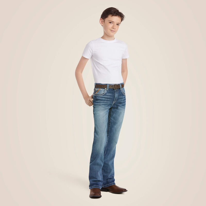 Ariat Boy's B4 Relaxed Coltrane Boot Cut Jean in Durango