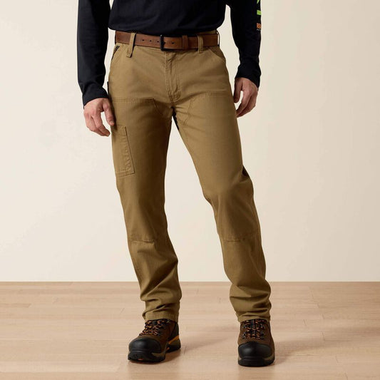Ariat Rebar M4 Low Rise DuraStretch Made Tough Double Front Stackable Straight Leg Pant in Field Khaki
