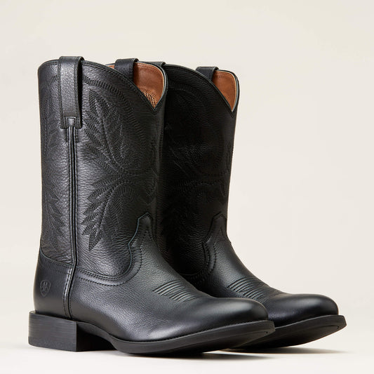 Ariat Sport Stratten Cowboy Boot in Black Deertan