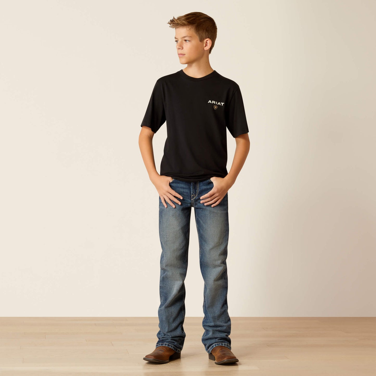Ariat Boy's American Rancher Black Tee