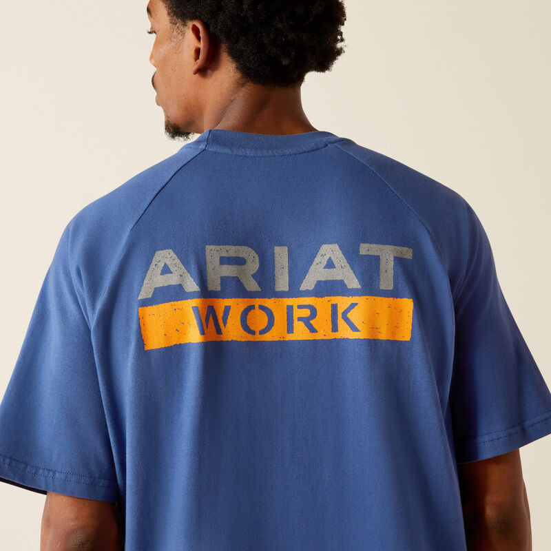 Ariat Rebar Cotton Strong Logo T-Shirt in Metal Blue