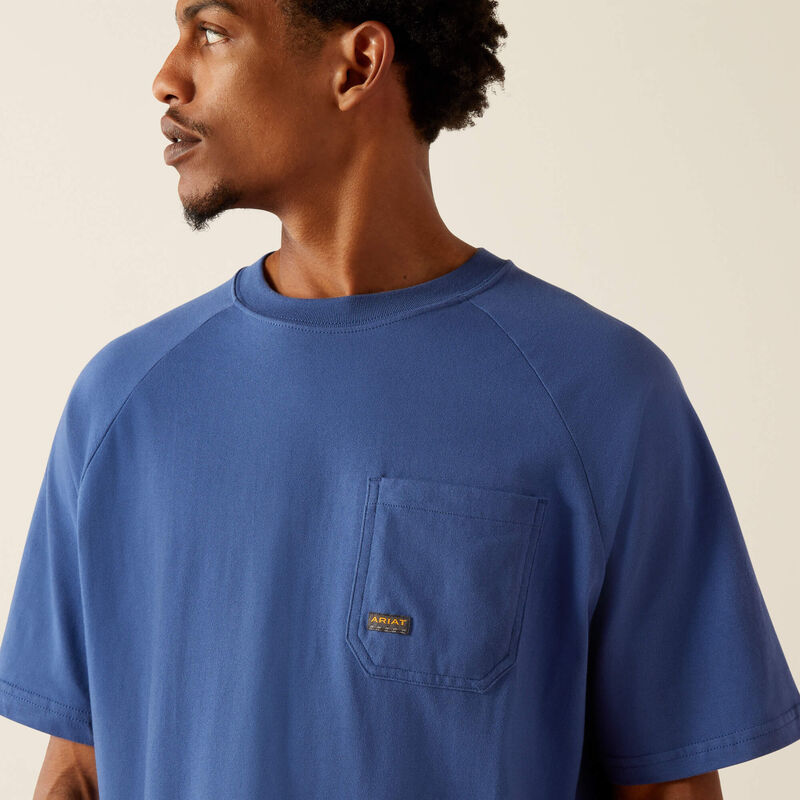 Ariat Rebar Cotton Strong Logo T-Shirt in Metal Blue
