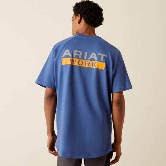 Ariat Rebar Cotton Strong Logo T-Shirt in Metal Blue
