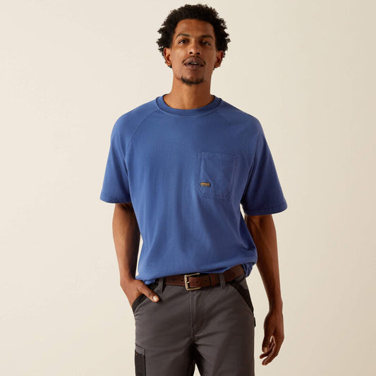 Ariat Rebar Cotton Strong Logo T-Shirt in Metal Blue