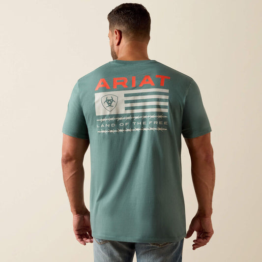 Ariat Hidden Valley Flag Classic Fit T-Shirt in Silver Pine