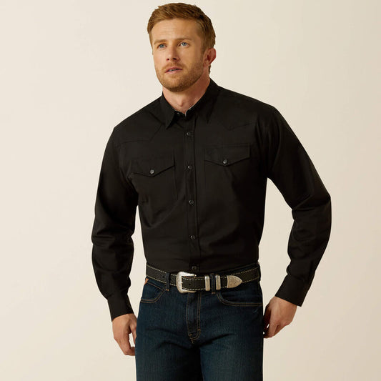 Ariat Wrinkle Free Refined Slub Classic Fit Shirt in Black