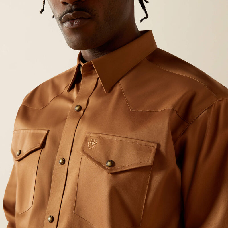 Ariat Solid Twill Classic Fit Shirt in Tan