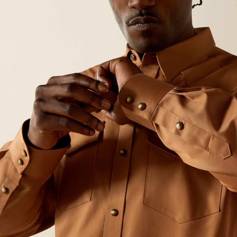 Ariat Solid Twill Classic Fit Shirt in Tan
