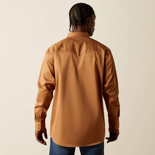 Ariat Solid Twill Classic Fit Shirt in Tan