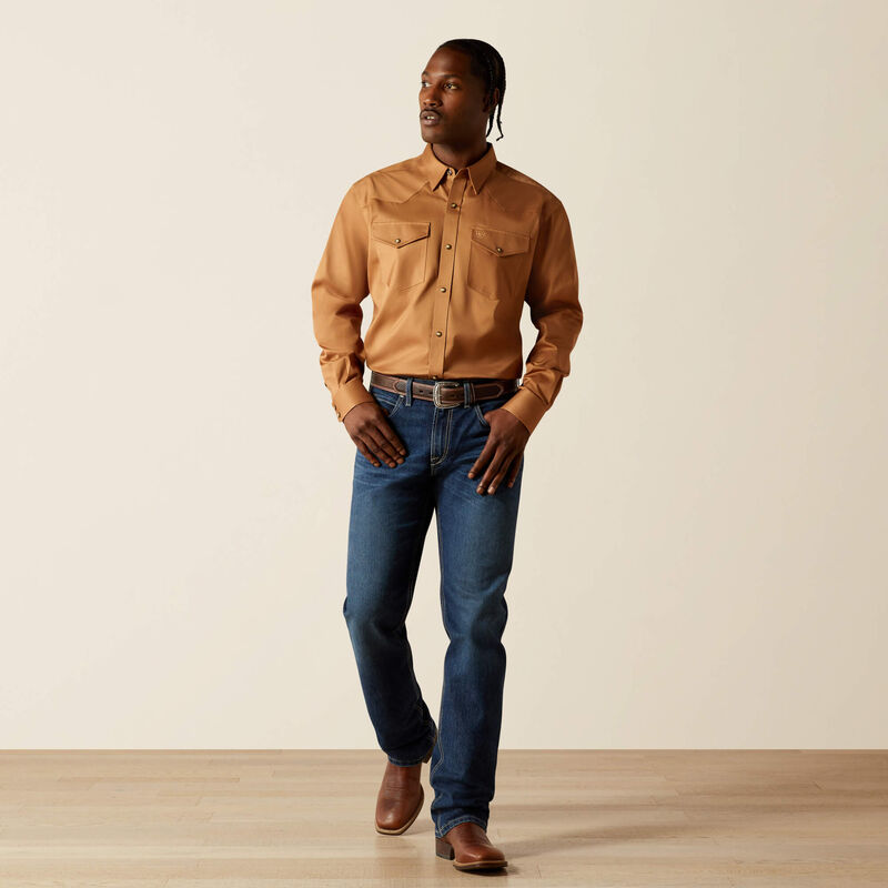 Ariat Solid Twill Classic Fit Shirt in Tan