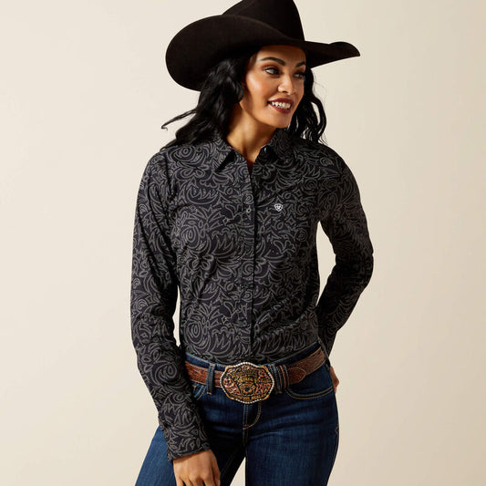 Ariat Kirby Stretch Shirt in Black Boot Stich