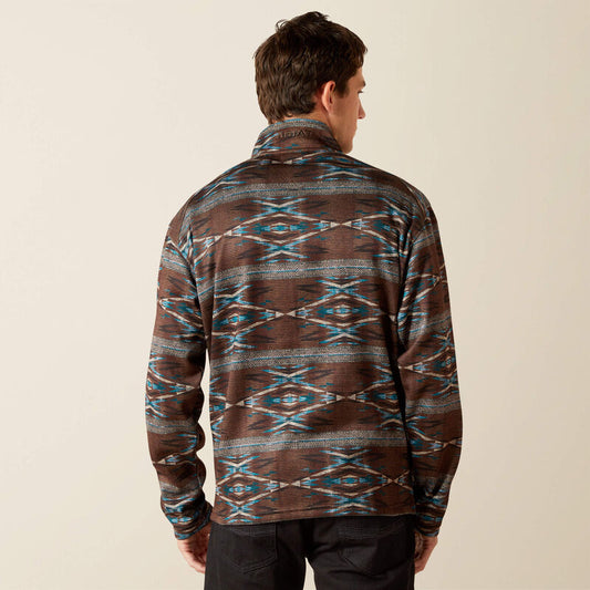 Ariat Caldwell Logo 1/4 Zip Sweater in Deep Mahogany Southwest