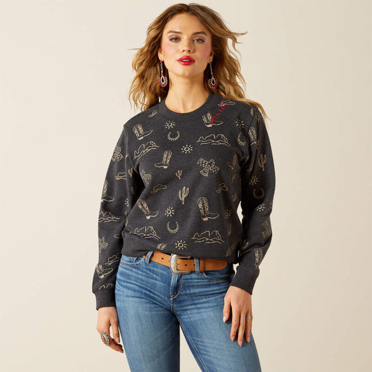Ariat Essential Crew Sweatshirt in Black Heather