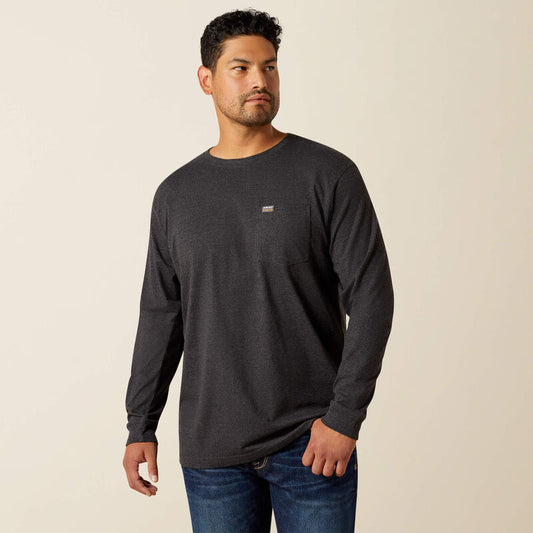Ariat Rebar Cotton Strong Standard Pocket T-Shirt in Charcoal Heather