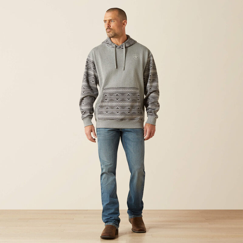 Ariat Southwestern Color Block Hoodie in Gray Geo Serape