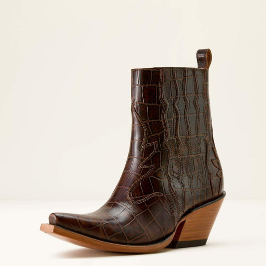 Ariat Jade X Toe Western Boot in Luxe Espresso Croc Print