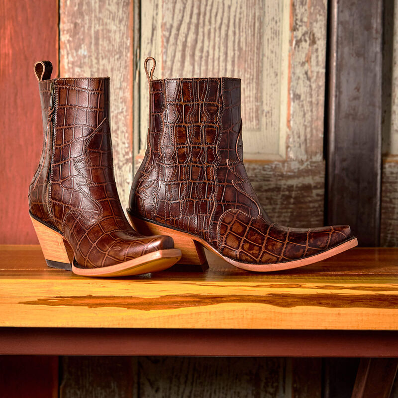 Ariat Jade X Toe Western Boot in Luxe Espresso Croc Print