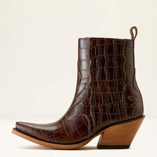 Ariat Jade X Toe Western Boot in Luxe Espresso Croc Print