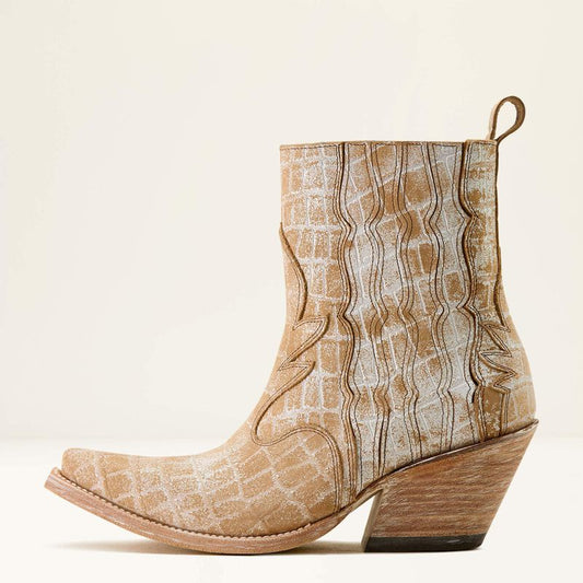 Ariat Jade X Toe Western Boot in Distressed Crema Croc Print