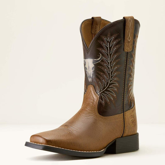 Ariat Stampede Wide Square Toe Western Boot in Desert Brown & Thunder Brown