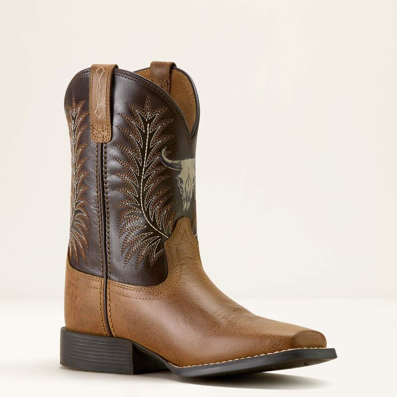 Ariat Stampede Wide Square Toe Western Boot in Desert Brown & Thunder Brown