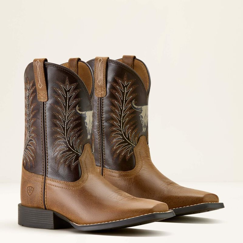 Ariat Stampede Wide Square Toe Western Boot in Desert Brown & Thunder Brown