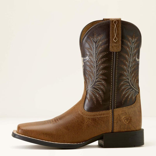 Ariat Stampede Wide Square Toe Western Boot in Desert Brown & Thunder Brown