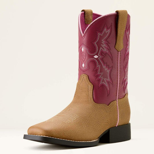 Ariat Toddler Tombstone Wide Square Toe Western Boot in Cottage/ Rosebud