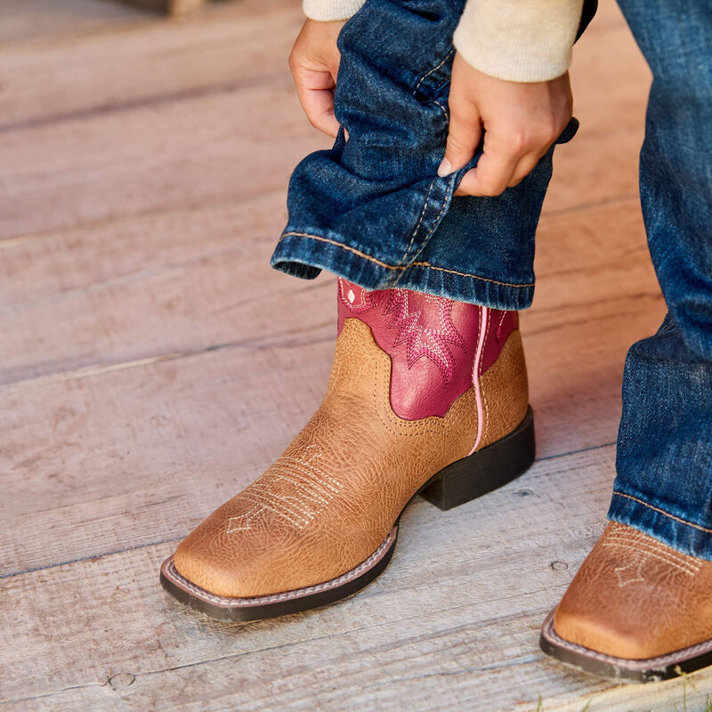 Ariat Toddler Tombstone Wide Square Toe Western Boot in Cottage/ Rosebud