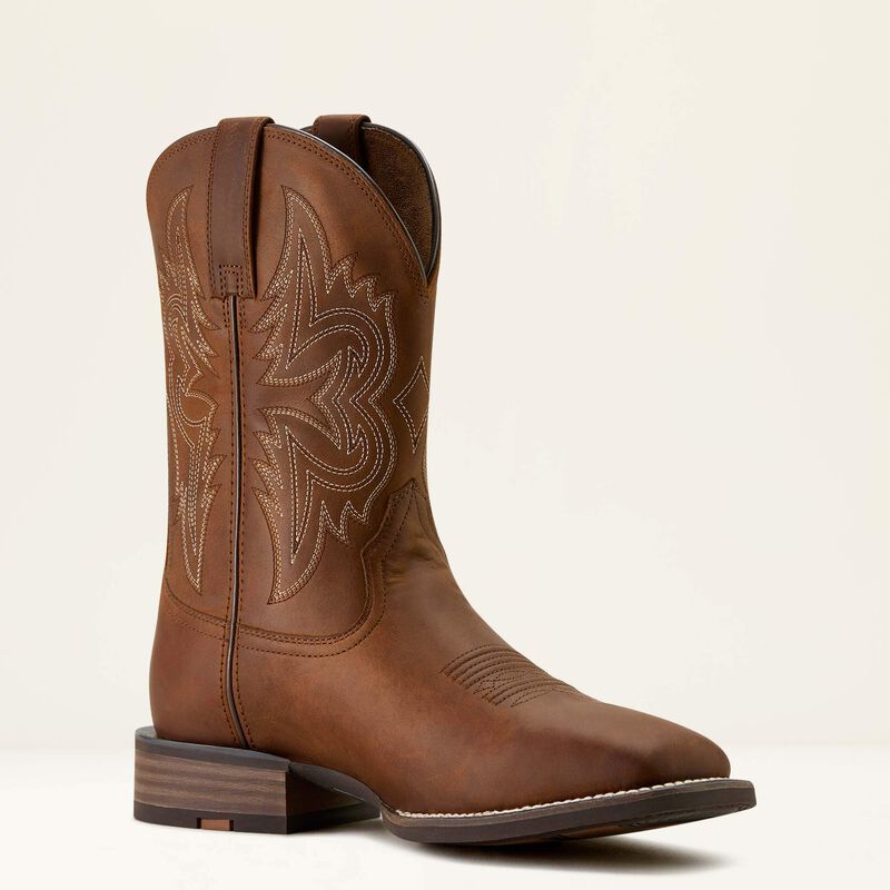 Ariat Western Big Rig Wide Square Toe Cowboy Boot in Distressed Brown