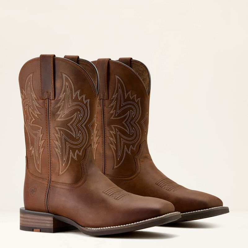 Ariat Western Big Rig Wide Square Toe Cowboy Boot in Distressed Brown