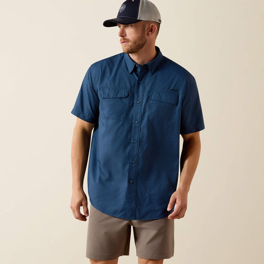 Ariat Printed VentTEK Outbound Classic Fit Shirt in Dark Denim Navy